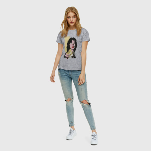 Женская футболка хлопок Andy Warhol - Mick Jagger pop art, цвет меланж - фото 5