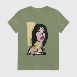 Женская футболка хлопок Andy Warhol - Mick Jagger pop art