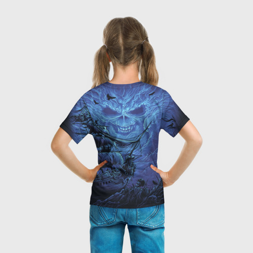 Детская футболка 3D с принтом IRON MAIDEN ПИРАТЫ В БЕЗДНЕ МОРСКОЙ, вид сзади #2