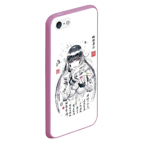 Чехол для iPhone 5/5S матовый Безумный азарт - Юмэко Джабами иероглифы, цвет розовый - фото 3