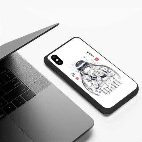 Чехол для iPhone XS Max матовый Безумный азарт - Юмэко Джабами иероглифы, цвет черный - фото 5