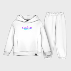 Детский костюм хлопок Oversize Genshin Impact neon logo Геншин Импакт неон