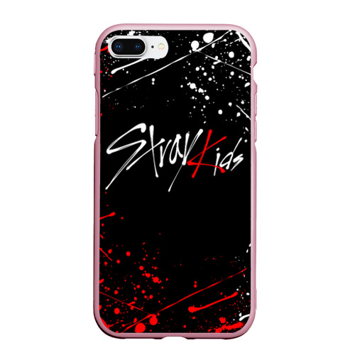 Чехол для iPhone 7Plus/8 Plus матовый Stray kids на спине брызги красок, цвет розовый