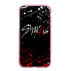 Чехол для iPhone XS Max матовый Stray kids на спине брызги красок