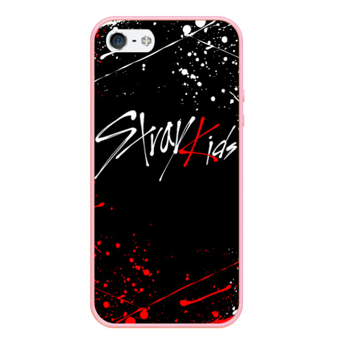 Чехол для iPhone 5/5S матовый Stray kids на спине брызги красок, цвет баблгам