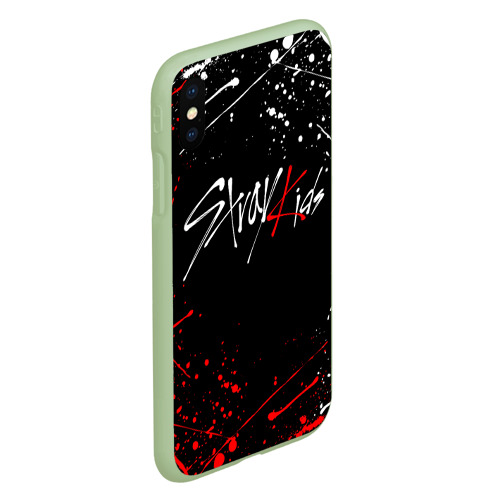 Чехол для iPhone XS Max матовый Stray kids на спине брызги красок, цвет салатовый - фото 3