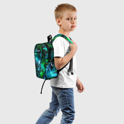 Детский рюкзак 3D с принтом Изумрудное настроение, вид сзади #1