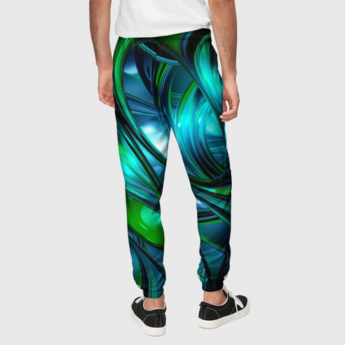 Мужские брюки 3D с принтом Изумрудное настроение, вид сзади #2