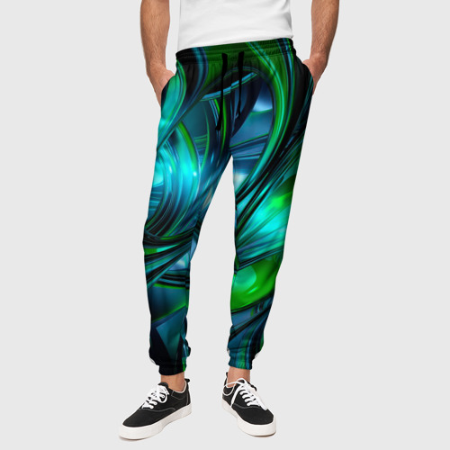 Мужские брюки 3D с принтом Изумрудное настроение, вид сбоку #3