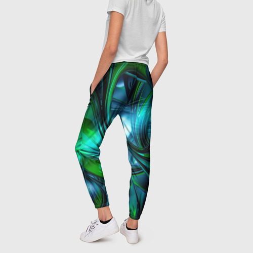Женские брюки 3D с принтом Изумрудное настроение, вид сзади #2