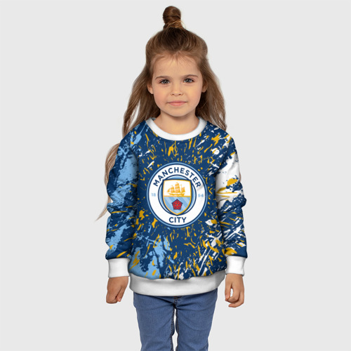 Детский свитшот 3D Manchester city лого, брызги красок, цвет 3D печать - фото 7