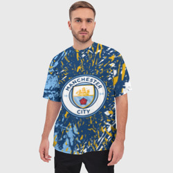 Мужская футболка oversize 3D Manchester city лого, брызги красок - фото 2