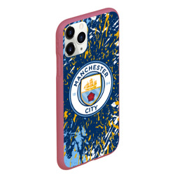 Чехол для iPhone 11 Pro Max матовый Manchester city лого, брызги красок - фото 2