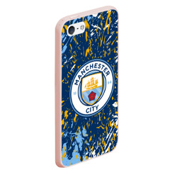 Чехол для iPhone 5/5S матовый Manchester city лого, брызги красок - фото 2