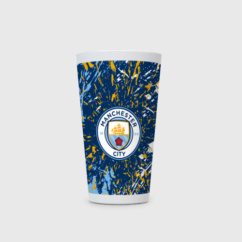 Кружка Латте Manchester city лого, брызги красок - фото 2