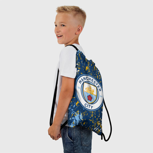 Рюкзак-мешок 3D Manchester city лого, брызги красок - фото 3