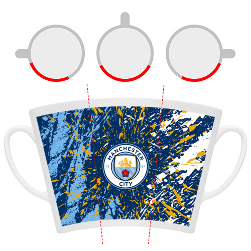 Кружка Латте Manchester city лого, брызги красок - фото 6