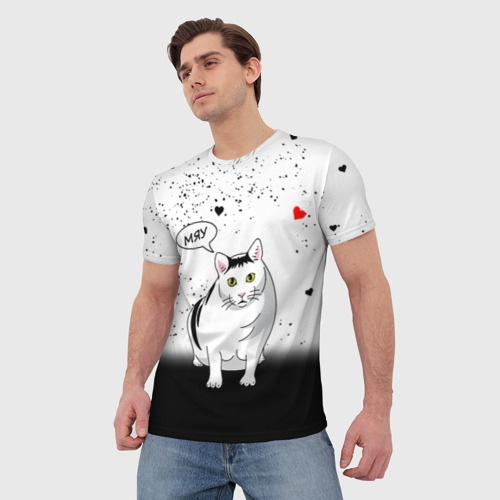 Мужская футболка 3D Cat love, цвет 3D печать - фото 3