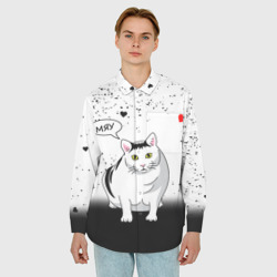 Мужская рубашка oversize 3D Cat love - фото 2