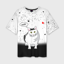 Женская футболка oversize 3D Cat love