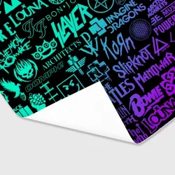Бумага для упаковки 3D Логотипы рок групп неон rock neon - фото 2