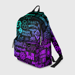 Рюкзак 3D Логотипы рок групп неон rock neon