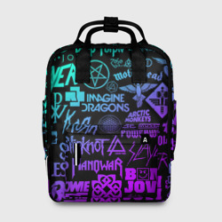 Женский рюкзак 3D Логотипы рок групп неон rock neon