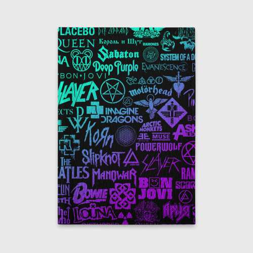 Обложка для автодокументов Логотипы рок групп неон rock neon, цвет фиолетовый