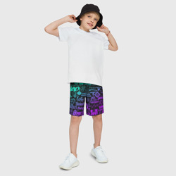 Детские спортивные шорты 3D Логотипы рок групп неон rock neon - фото 2