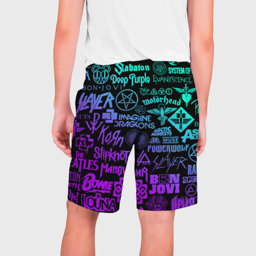 Мужские шорты 3D Логотипы рок групп неон rock neon, цвет 3D печать - фото 2