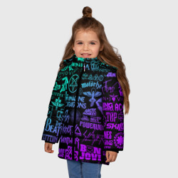 Зимняя куртка для девочек 3D Логотипы рок групп неон rock neon - фото 2