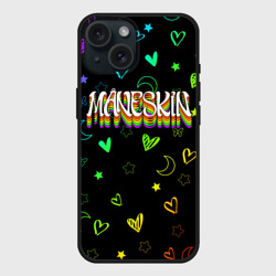 Чехол силиконовый для Apple iPhone 15 матовый Maneskin узор цветной
