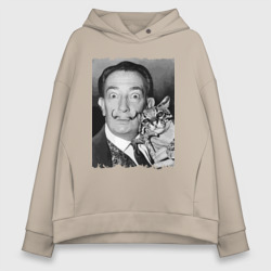 Женское худи Oversize хлопок Salvador Dali & nice cat