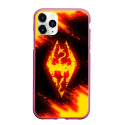 Чехол для iPhone 11 Pro Max матовый TES skyrim dragon fire Скайрим огненный