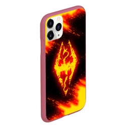 Чехол для iPhone 11 Pro Max матовый TES skyrim dragon fire Скайрим огненный - фото 2