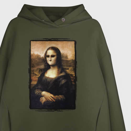 Женское худи Oversize хлопок Молчаливая Мона Лиза, цвет хаки - фото 3