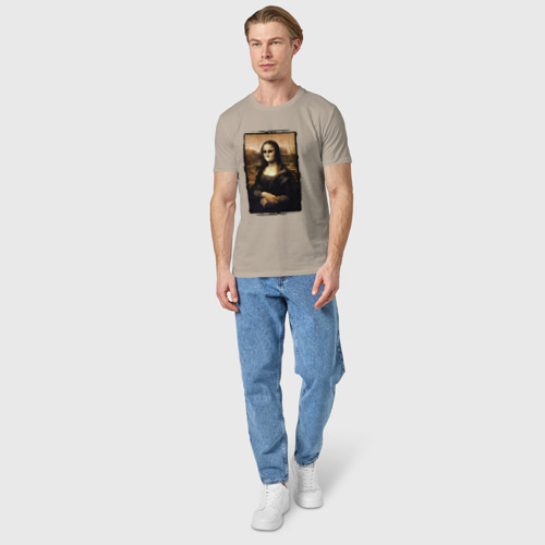 Мужская футболка хлопок Молчаливая Мона Лиза, цвет миндальный - фото 5