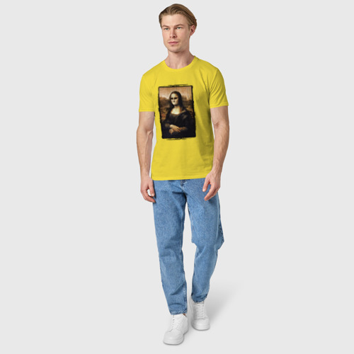 Мужская футболка хлопок Молчаливая Мона Лиза, цвет желтый - фото 5