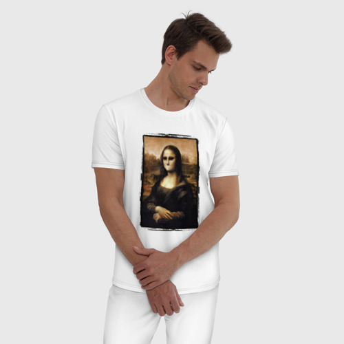 Мужская пижама хлопок Молчаливая Мона Лиза, цвет белый - фото 3
