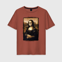 Женская футболка хлопок Oversize Молчаливая Мона Лиза