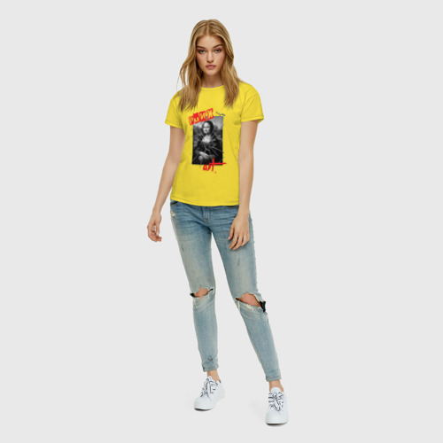 Женская футболка хлопок Мона Лиза панк-арт, цвет желтый - фото 5