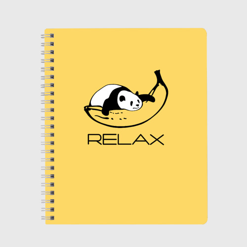 Тетрадь с принтом Relax - панда на банане, вид спереди №1