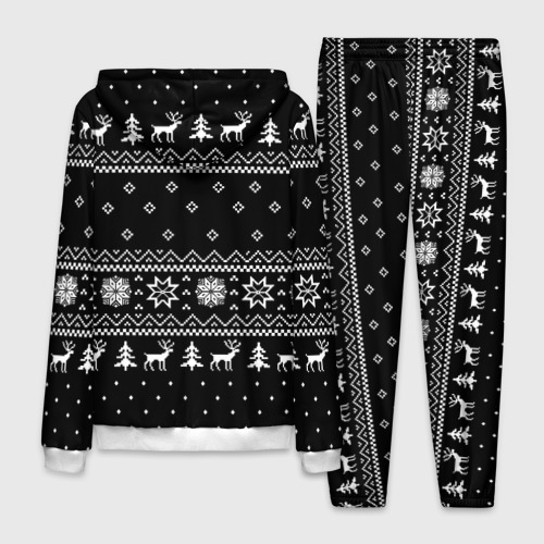 Мужской костюм 3D Чёрный новогодний свитер с оленями 2022, цвет белый - фото 2