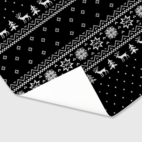 Бумага для упаковки 3D Чёрный новогодний свитер с оленями 2022 - фото 3