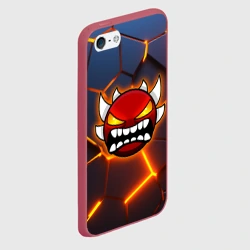 Чехол для iPhone 5/5S матовый Geometry Dash 3D плиты, трещины геометрия - фото 2