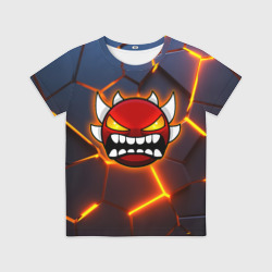 Детская футболка 3D Geometry Dash 3D плиты, трещины геометрия