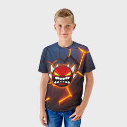 Детская футболка 3D Geometry Dash 3D плиты, трещины геометрия - фото 2