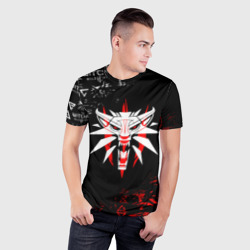 Мужская футболка 3D Slim Символ Ведьмака: волк logobombing - фото 2