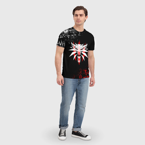 Мужская футболка 3D Символ Ведьмака: волк logobombing, цвет 3D печать - фото 5