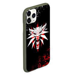 Чехол для iPhone 11 Pro матовый Символ Ведьмака: волк logobombing - фото 2